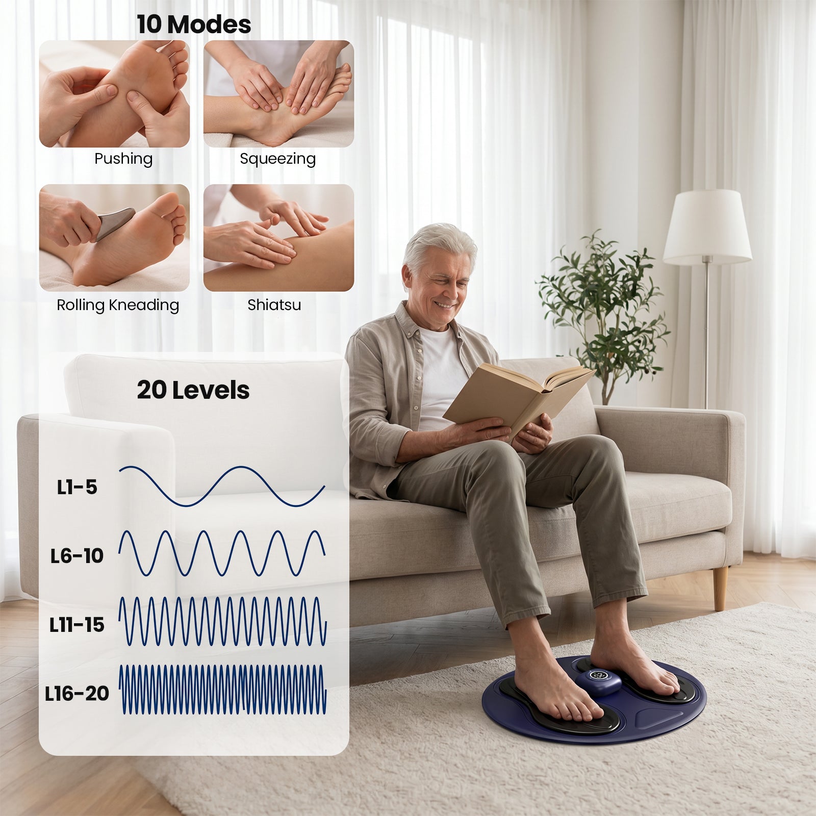 EMS & TENS Foot Stimulator Mat for Pain Relief and Circulation
