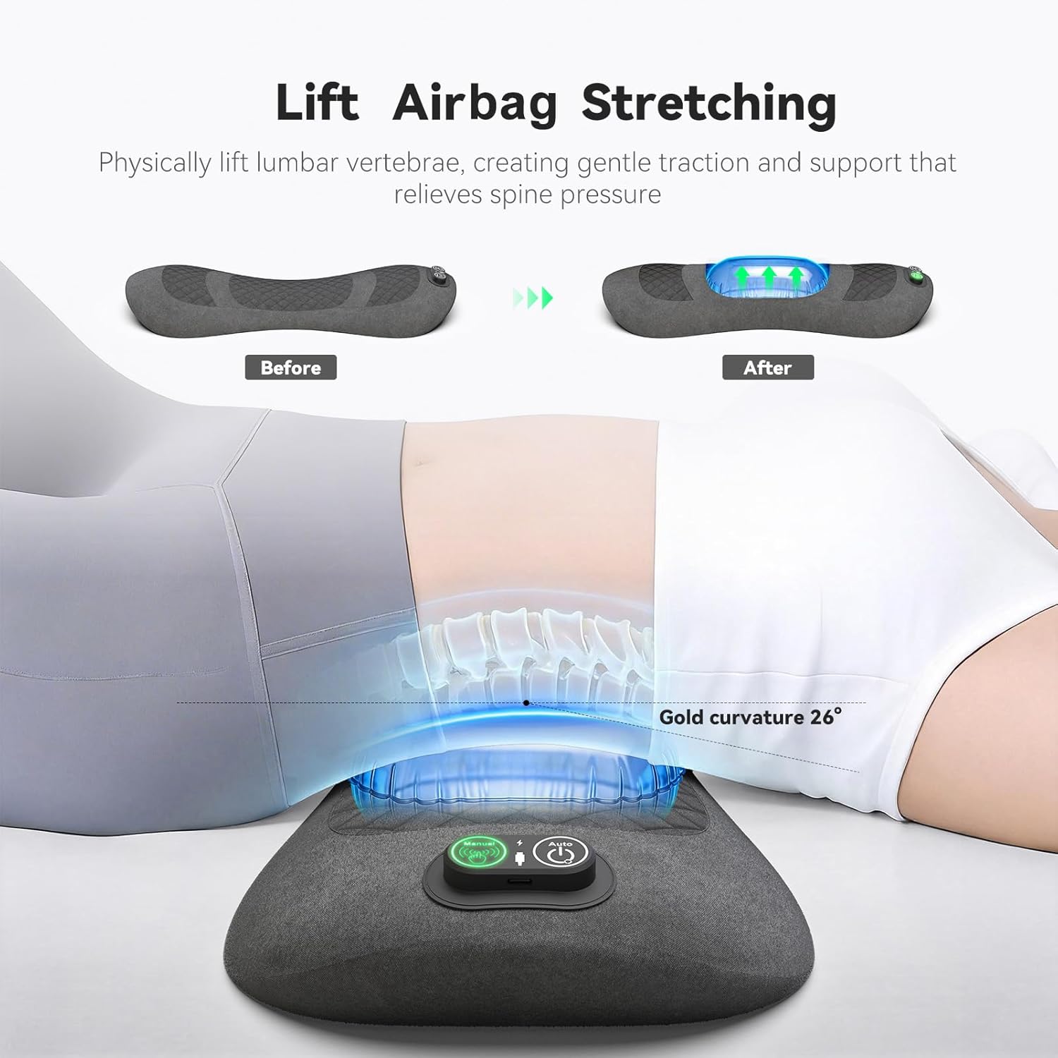 WY-L1 lumbar traction pillow with air lifting support illustration