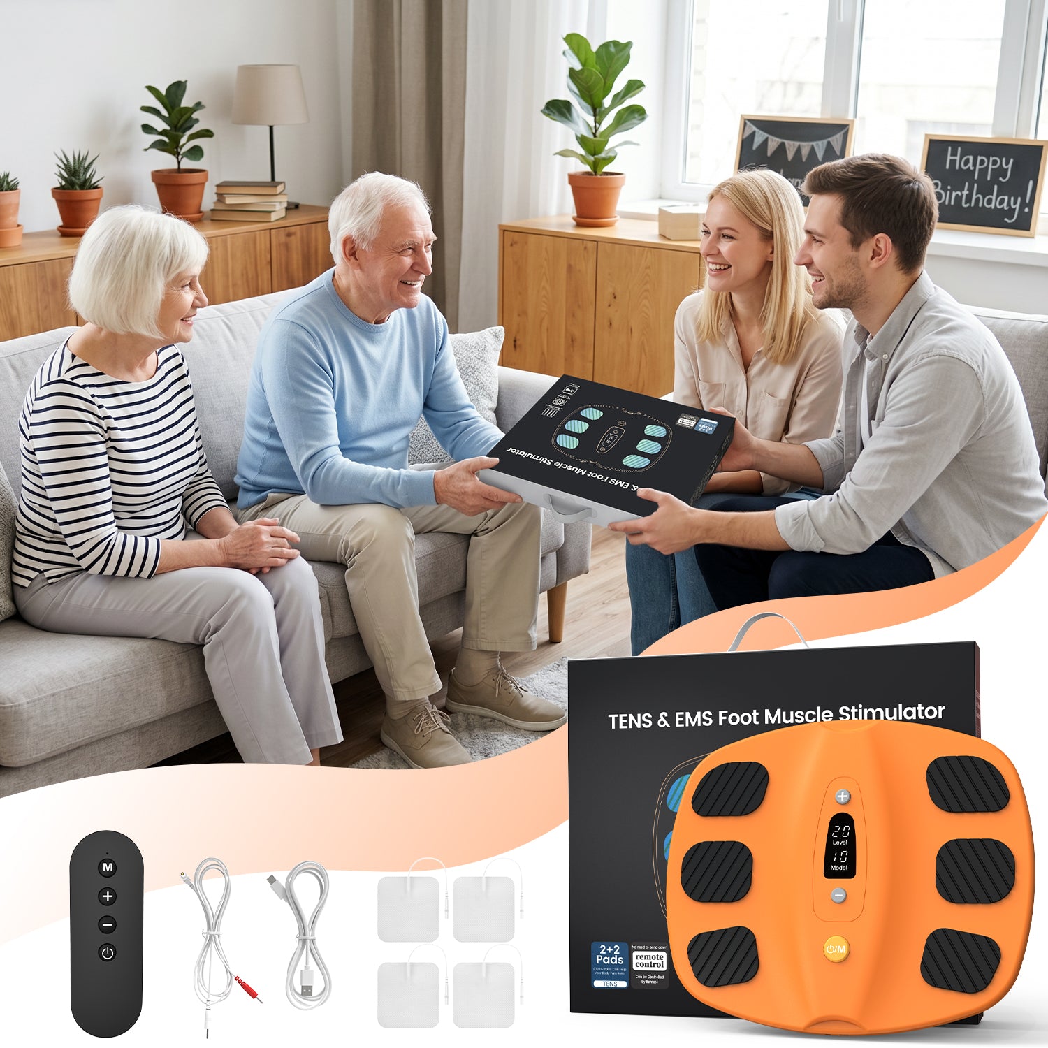 Welliawell SoleGrid orange foot stimulator presented as an at-home wellness gift