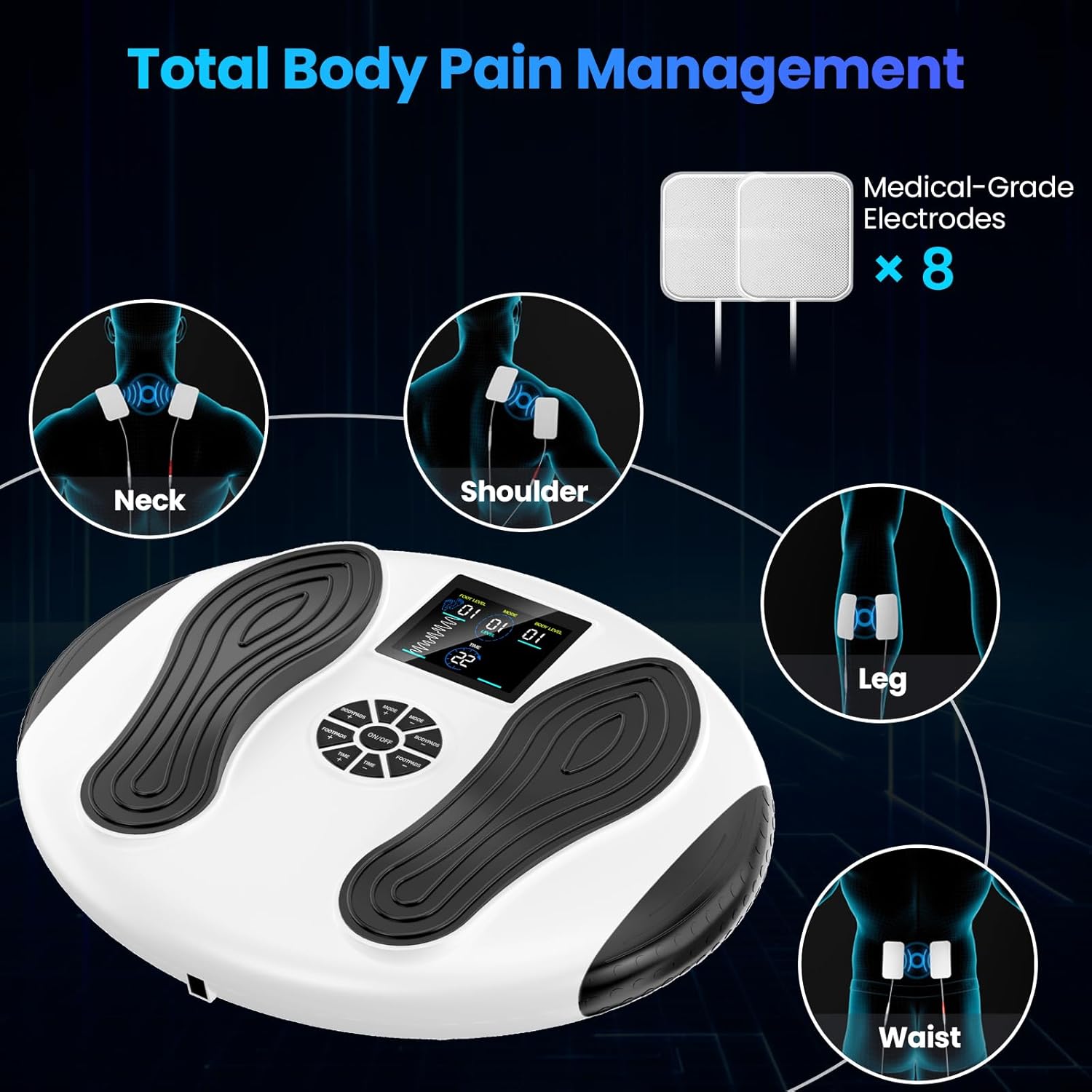Built-in storage design of the Welliawell WY-365 EMS foot stimulator