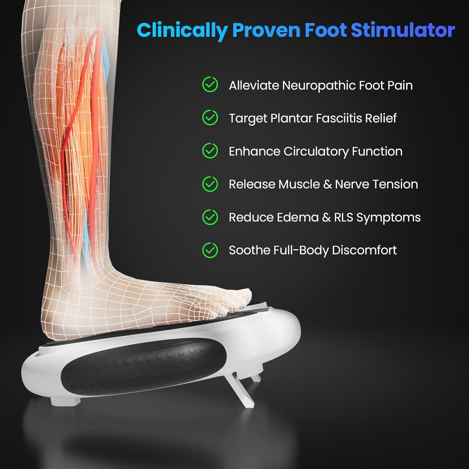Welliawell WY-365 EMS foot stimulator control panel and setup details
