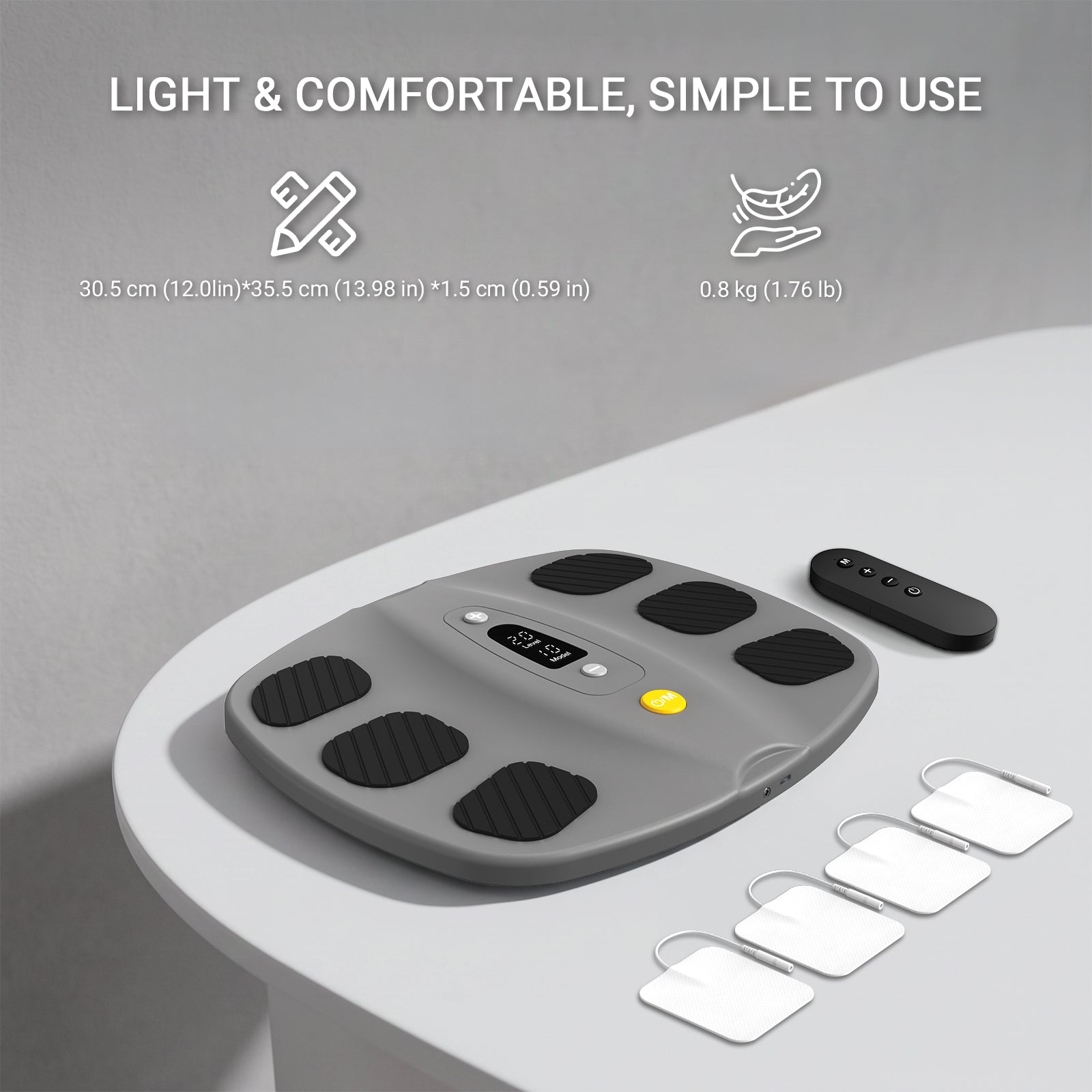 Welliawell SoleGrid grey foot stimulator with remote control and reusable electrode pads