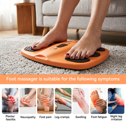 Bare feet positioned on the orange SoleGrid foot platform